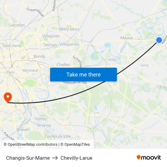 Changis-Sur-Marne to Chevilly-Larue map