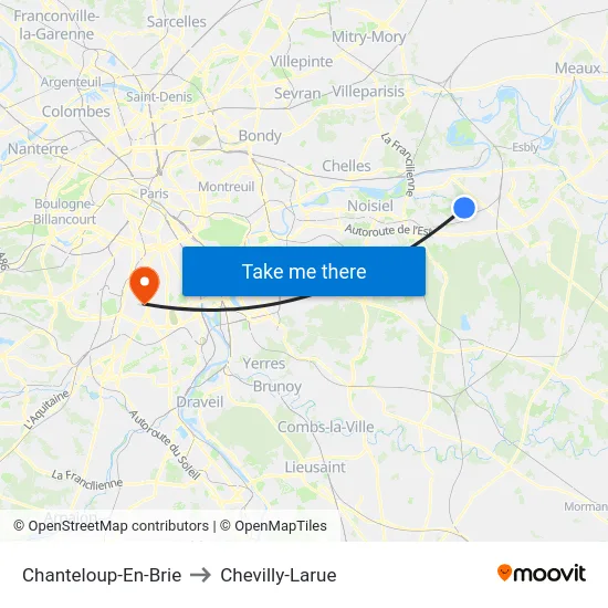 Chanteloup-En-Brie to Chevilly-Larue map