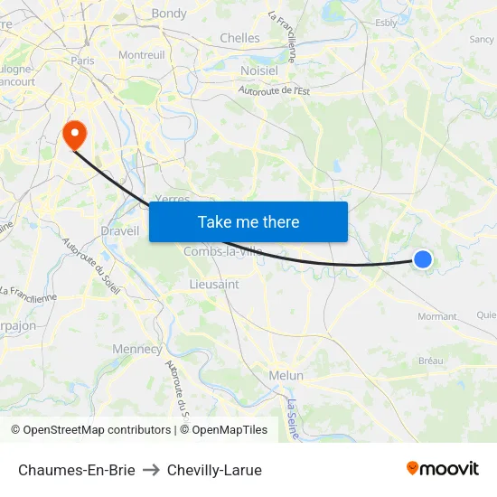 Chaumes-En-Brie to Chevilly-Larue map