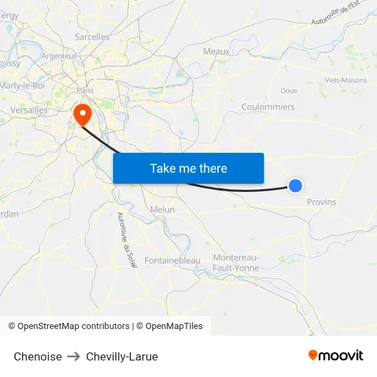 Chenoise to Chevilly-Larue map