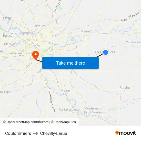 Coulommiers to Chevilly-Larue map