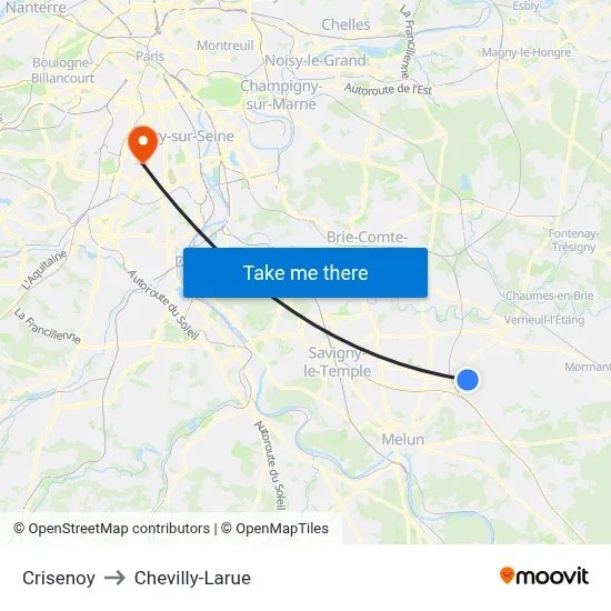 Crisenoy to Chevilly-Larue map