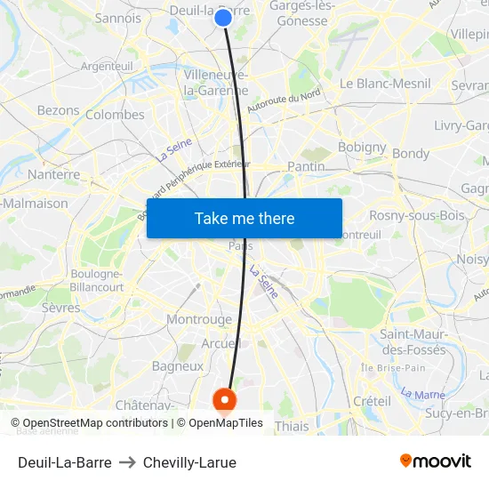 Deuil-La-Barre to Chevilly-Larue map