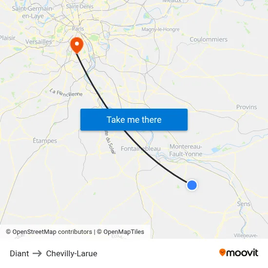 Diant to Chevilly-Larue map