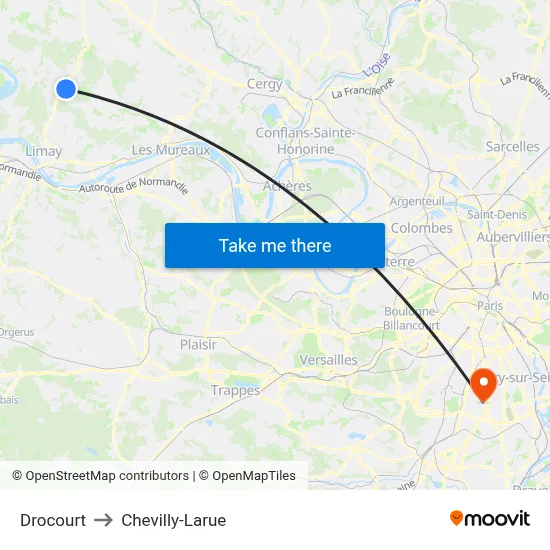 Drocourt to Chevilly-Larue map