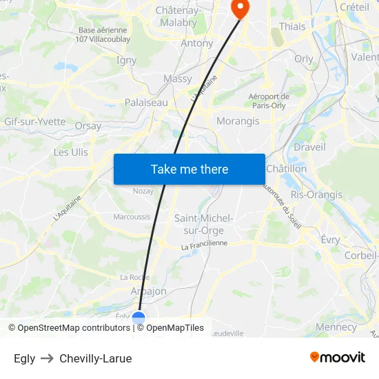 Egly to Chevilly-Larue map