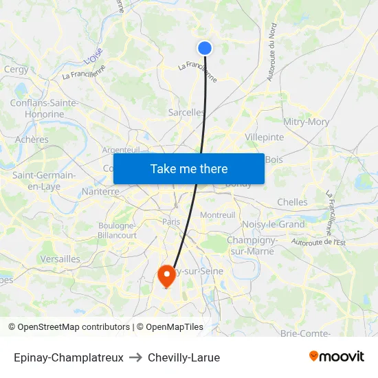 Epinay-Champlatreux to Chevilly-Larue map