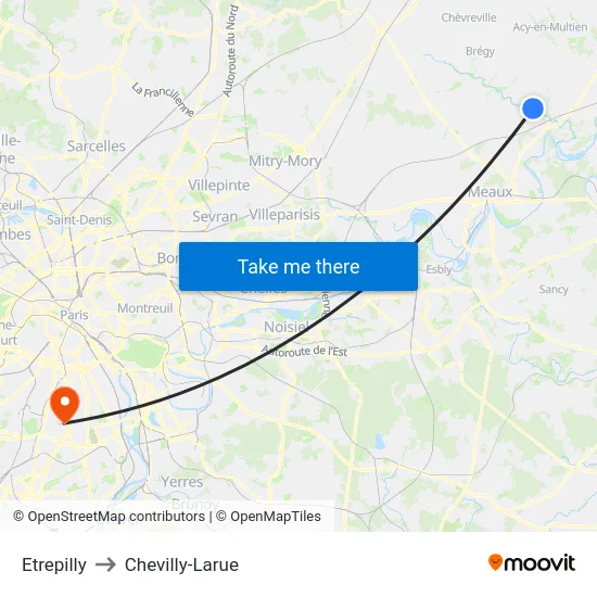 Etrepilly to Chevilly-Larue map