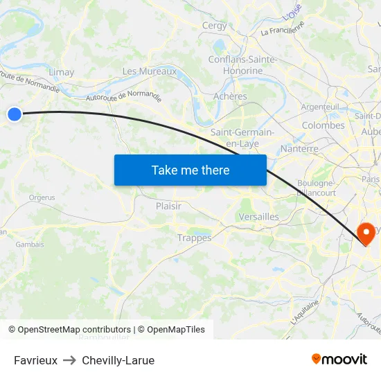 Favrieux to Chevilly-Larue map