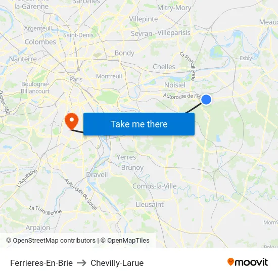 Ferrieres-En-Brie to Chevilly-Larue map