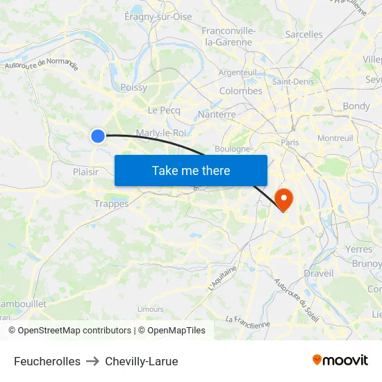 Feucherolles to Chevilly-Larue map