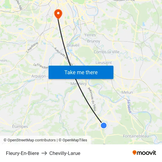 Fleury-En-Biere to Chevilly-Larue map
