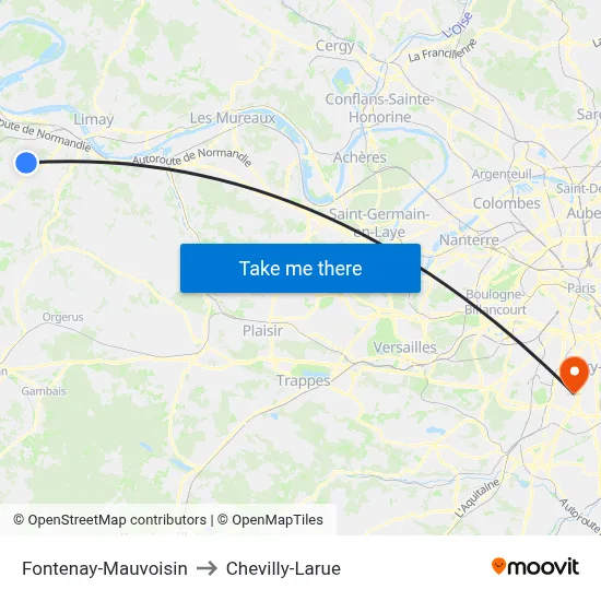 Fontenay-Mauvoisin to Chevilly-Larue map