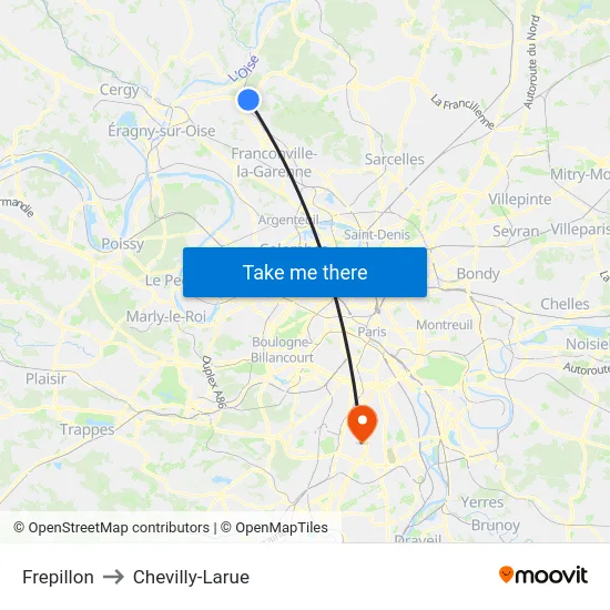 Frepillon to Chevilly-Larue map