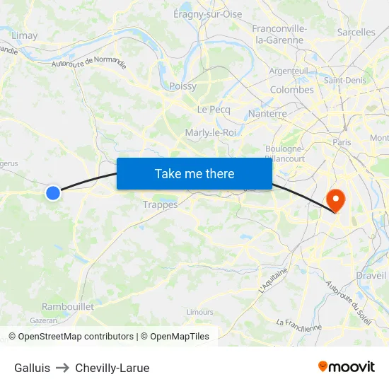 Galluis to Chevilly-Larue map