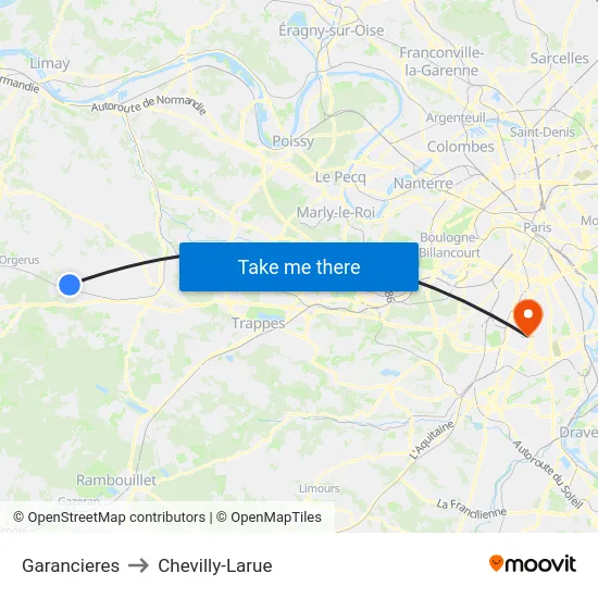 Garancieres to Chevilly-Larue map