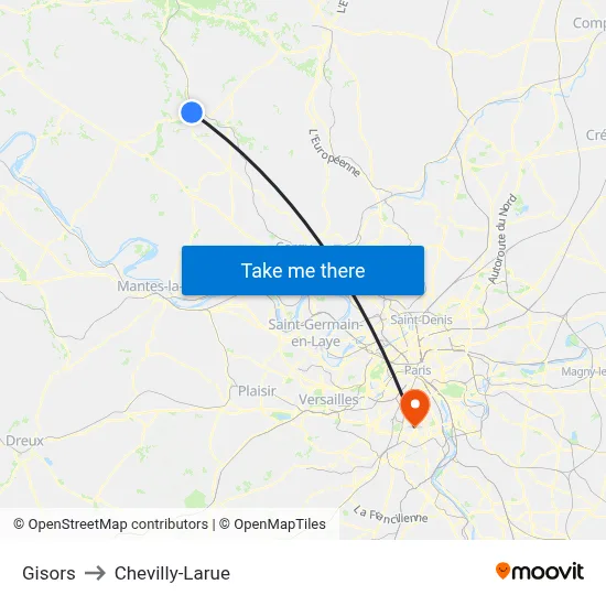Gisors to Chevilly-Larue map
