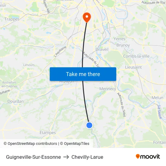 Guigneville-Sur-Essonne to Chevilly-Larue map