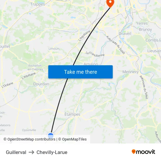 Guillerval to Chevilly-Larue map