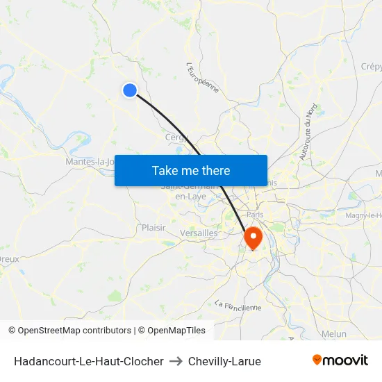Hadancourt-Le-Haut-Clocher to Chevilly-Larue map