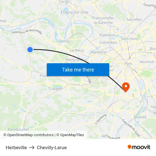 Herbeville to Chevilly-Larue map