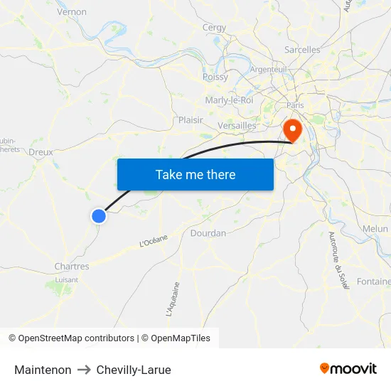 Maintenon to Chevilly-Larue map
