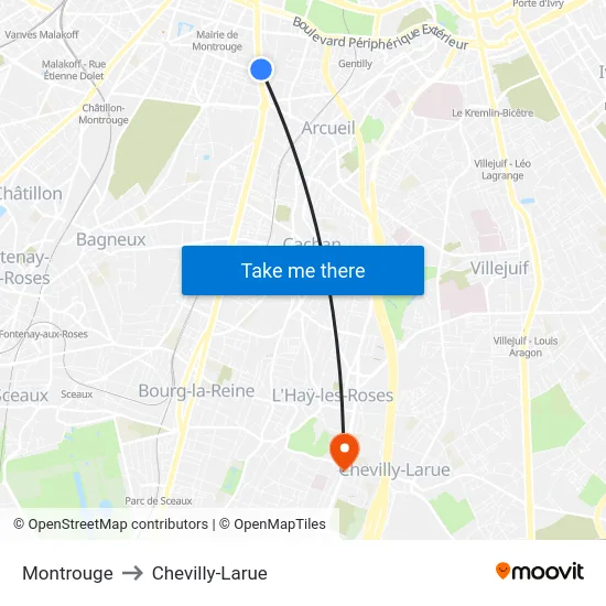 Montrouge to Chevilly-Larue map