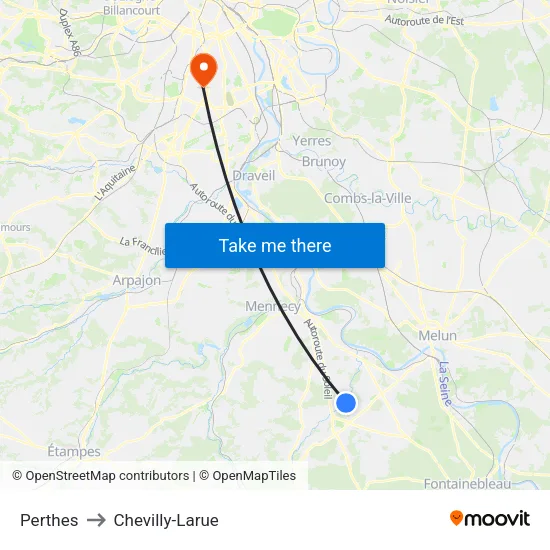 Perthes to Chevilly-Larue map