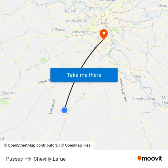 Pussay to Chevilly-Larue map