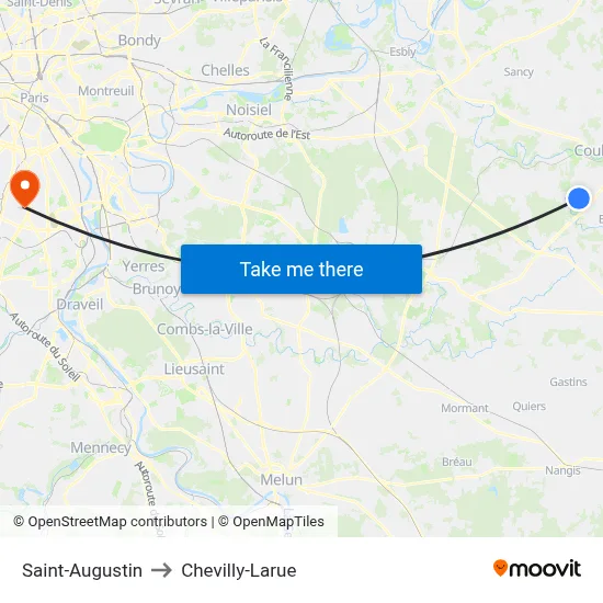 Saint-Augustin to Chevilly-Larue map