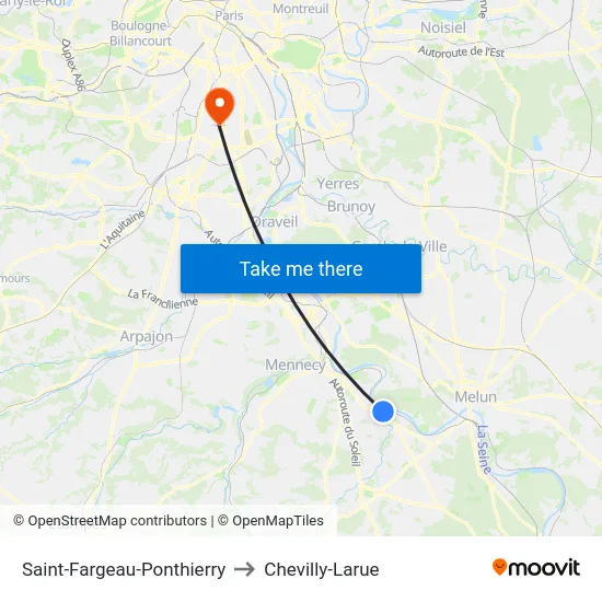 Saint-Fargeau-Ponthierry to Chevilly-Larue map
