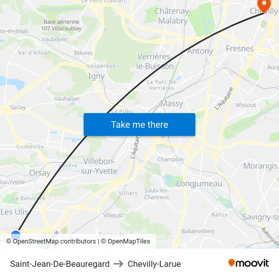 Saint-Jean-De-Beauregard to Chevilly-Larue map
