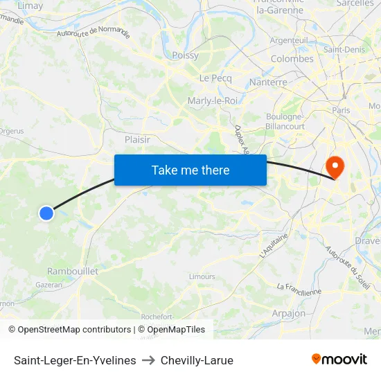 Saint-Leger-En-Yvelines to Chevilly-Larue map