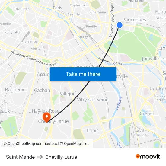 Saint-Mande to Chevilly-Larue map