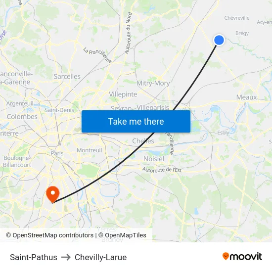 Saint-Pathus to Chevilly-Larue map