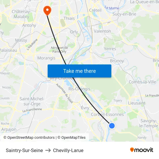 Saintry-Sur-Seine to Chevilly-Larue map