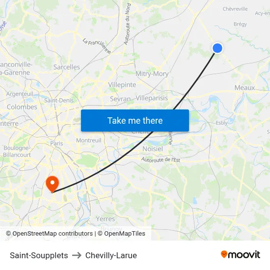 Saint-Soupplets to Chevilly-Larue map