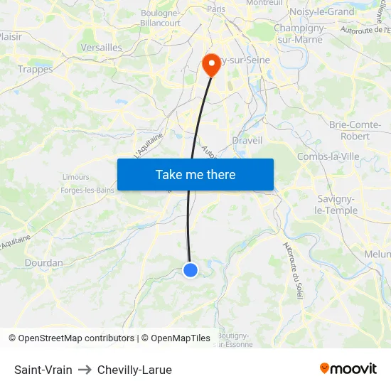 Saint-Vrain to Chevilly-Larue map