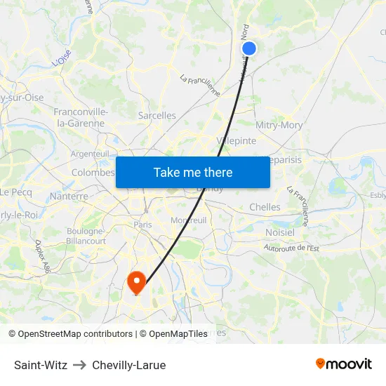 Saint-Witz to Chevilly-Larue map