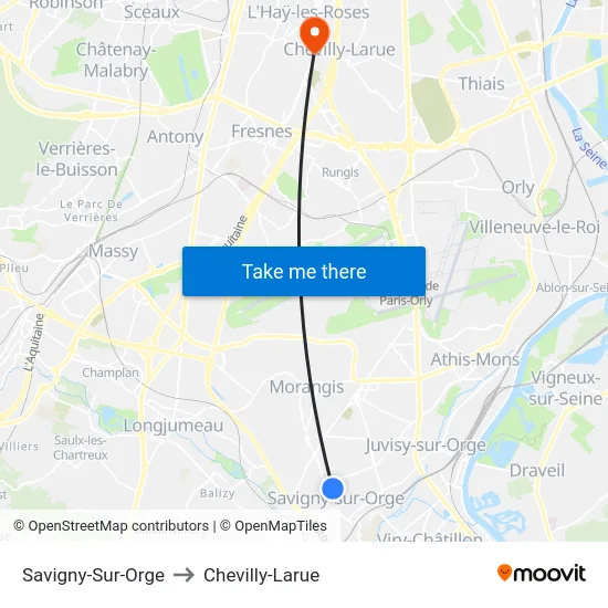 Savigny-Sur-Orge to Chevilly-Larue map