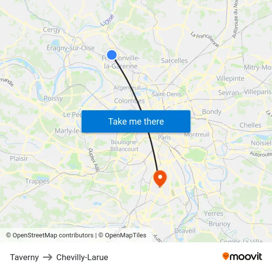 Taverny to Chevilly-Larue map