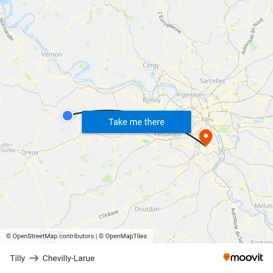 Tilly to Chevilly-Larue map