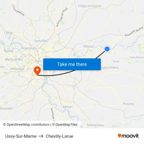 Ussy-Sur-Marne to Chevilly-Larue map