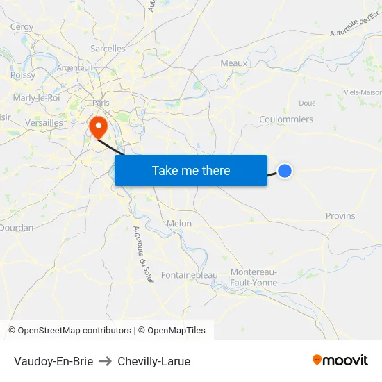 Vaudoy-En-Brie to Chevilly-Larue map