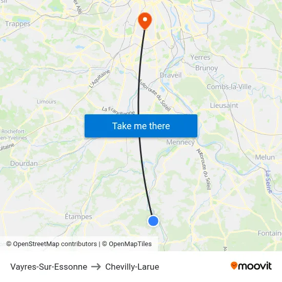 Vayres-Sur-Essonne to Chevilly-Larue map