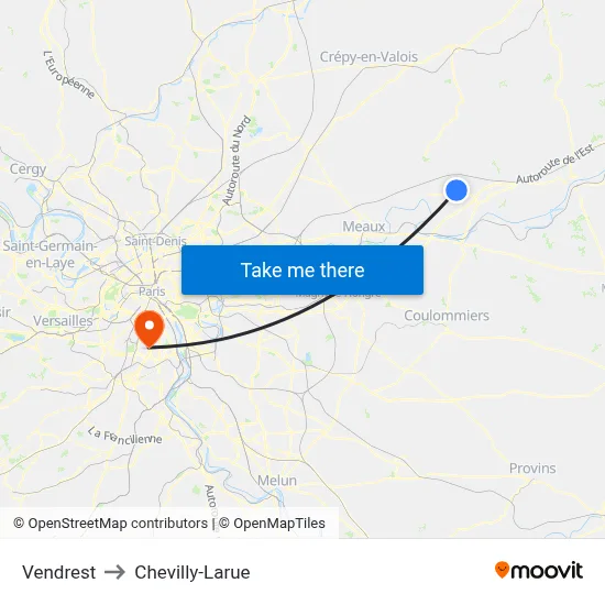 Vendrest to Chevilly-Larue map