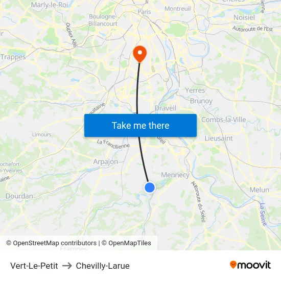 Vert-Le-Petit to Chevilly-Larue map