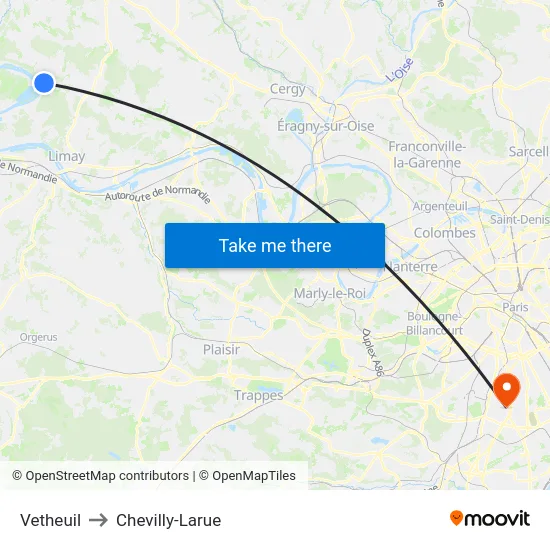 Vetheuil to Chevilly-Larue map