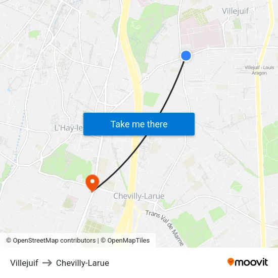 Villejuif to Chevilly-Larue map