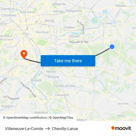 Villeneuve-Le-Comte to Chevilly-Larue map